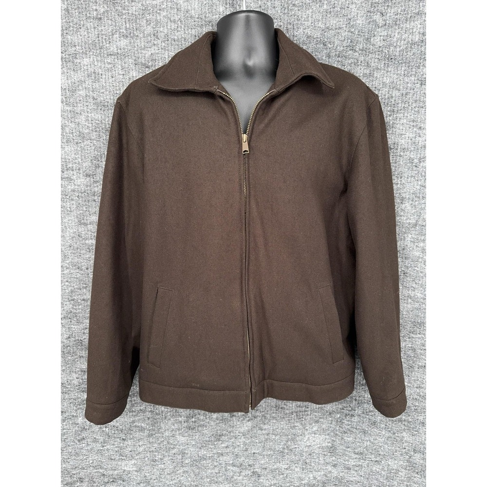 Vintage Old Navy Jacket Mens Large Brown Wool Bomber Full Zip Classic Lined